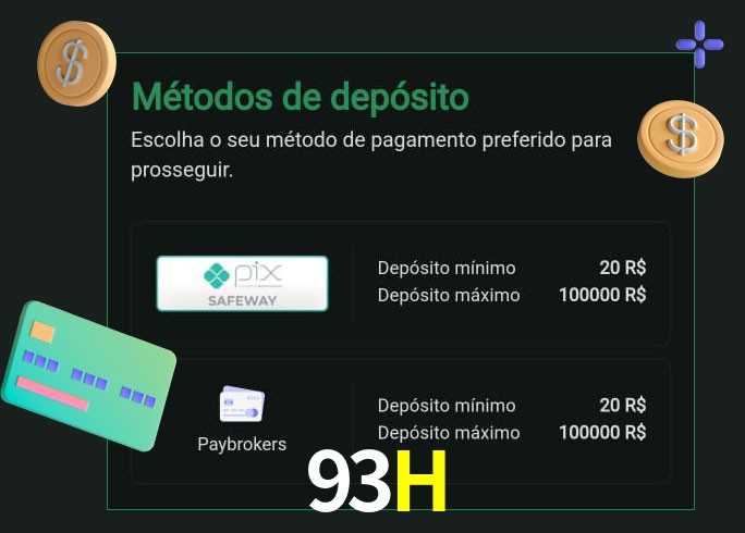 O cassino 93H oferece uma grande variedade de métodos de pagamento